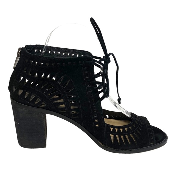 𝅺Vince Camuto Tarita Sandal Heels Laser Cut Black 7 - Picture 11 of 14